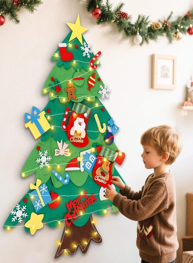 PATPAT® DIY Felt Christmas Tree for Toddlers with Xmas Stockings Ornaments, 3ft Diy Montessori Christmas Tree Felt, Door Wall Hanging Decorations Activities Gifts Toys Party Decor (Not Included Light) - Image 1